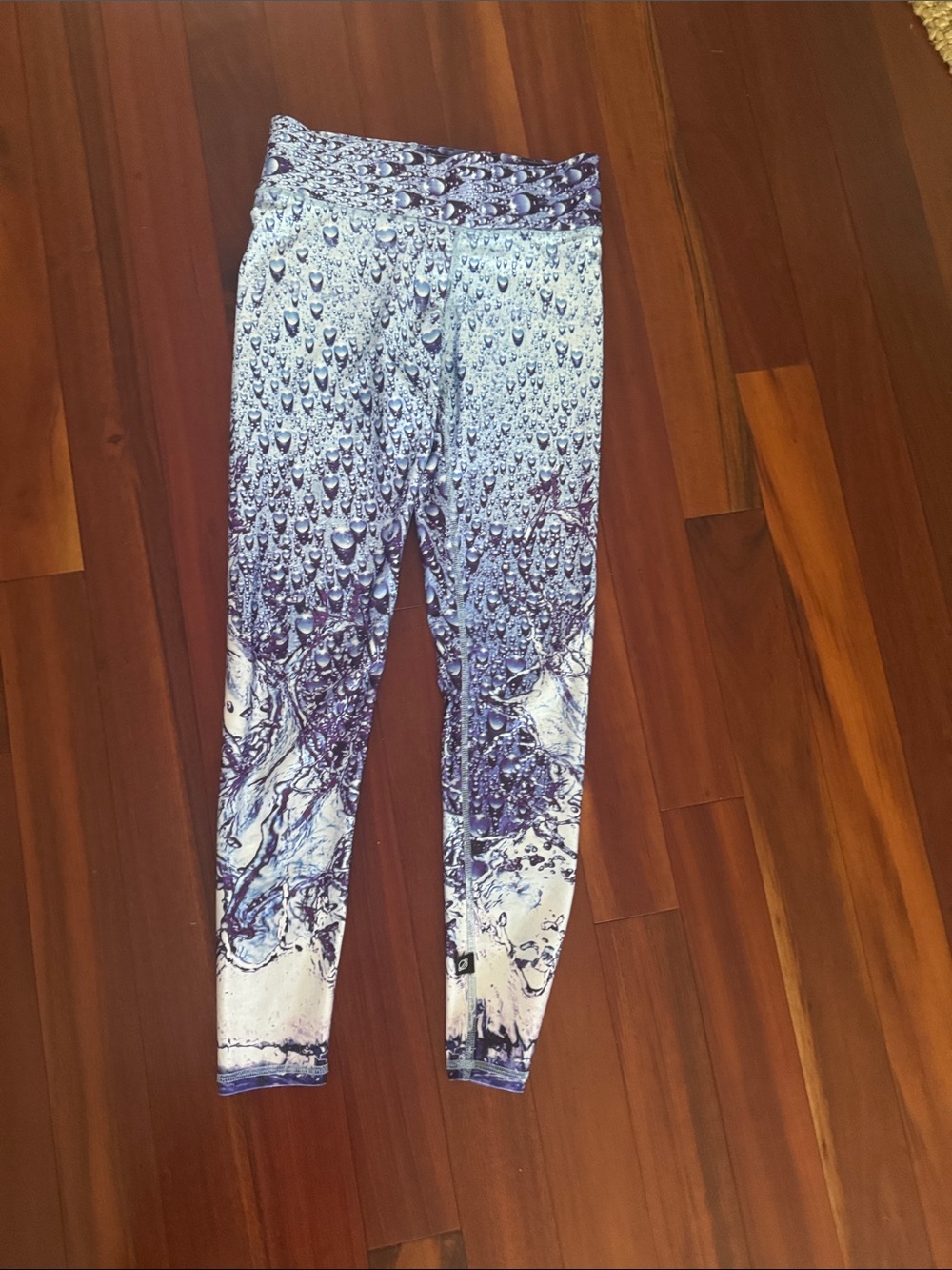 Terez Blue and White Water Droplet Print Women Leggings